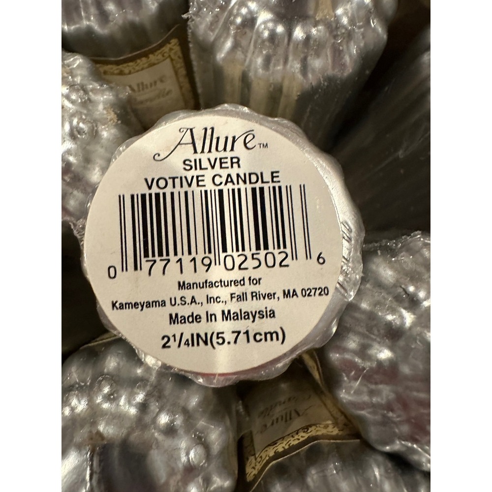 Set of 12 Allure Votive Candles Fluted Silver - Picture 2 of 7